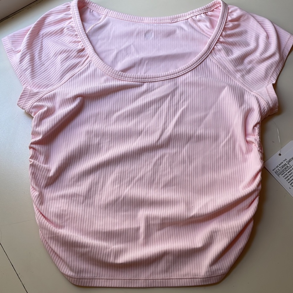 Lululemon All It Takes Pink Pearl Scoop Neck Ribbed Top Size Small - Picture 2 of 7